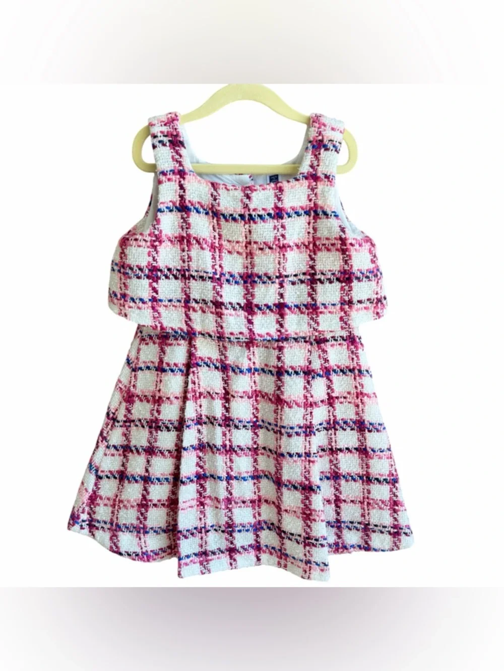 Janie And Jack Girls Tweed Boucle‎ Plaid Dress  Size 6